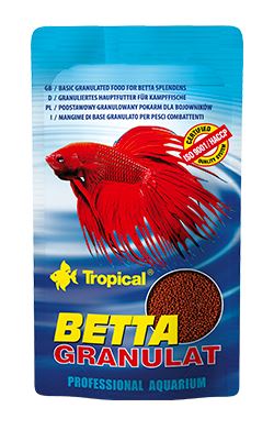 Tropical Betta Granulat je kompletní krmivo pro ryby ve formě granulátu pro bojovnice a další labyrintky. Sáček 10g.