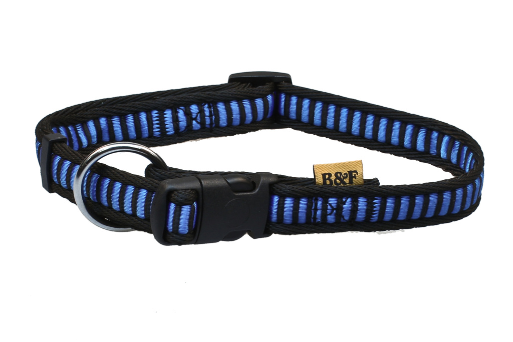 B&F Strap collar, ladder 1,5x30-50cm blue