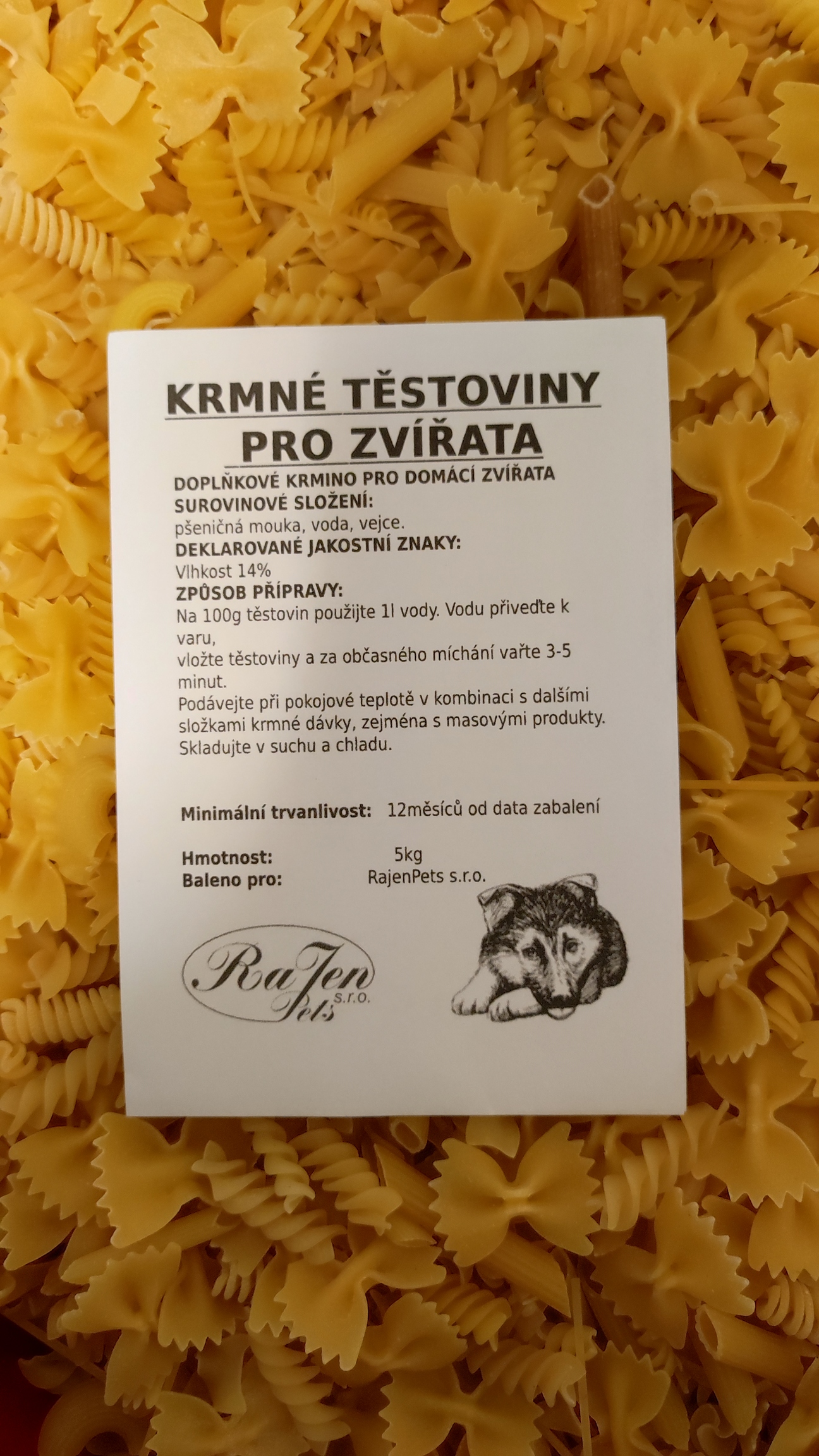 Feed pasta for animals PENNE 5kg