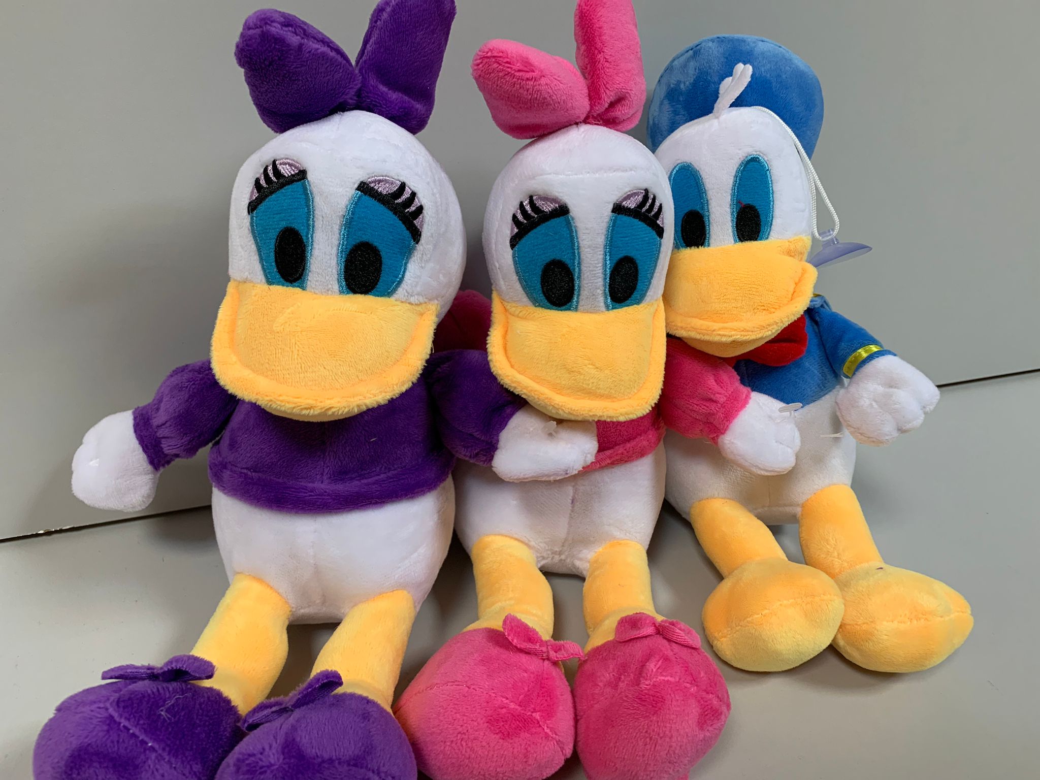 A set of plush characters from Donald the duck