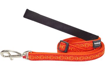 Red Dingo leash pattern cosmos orange, 18mm, 1-1,8m