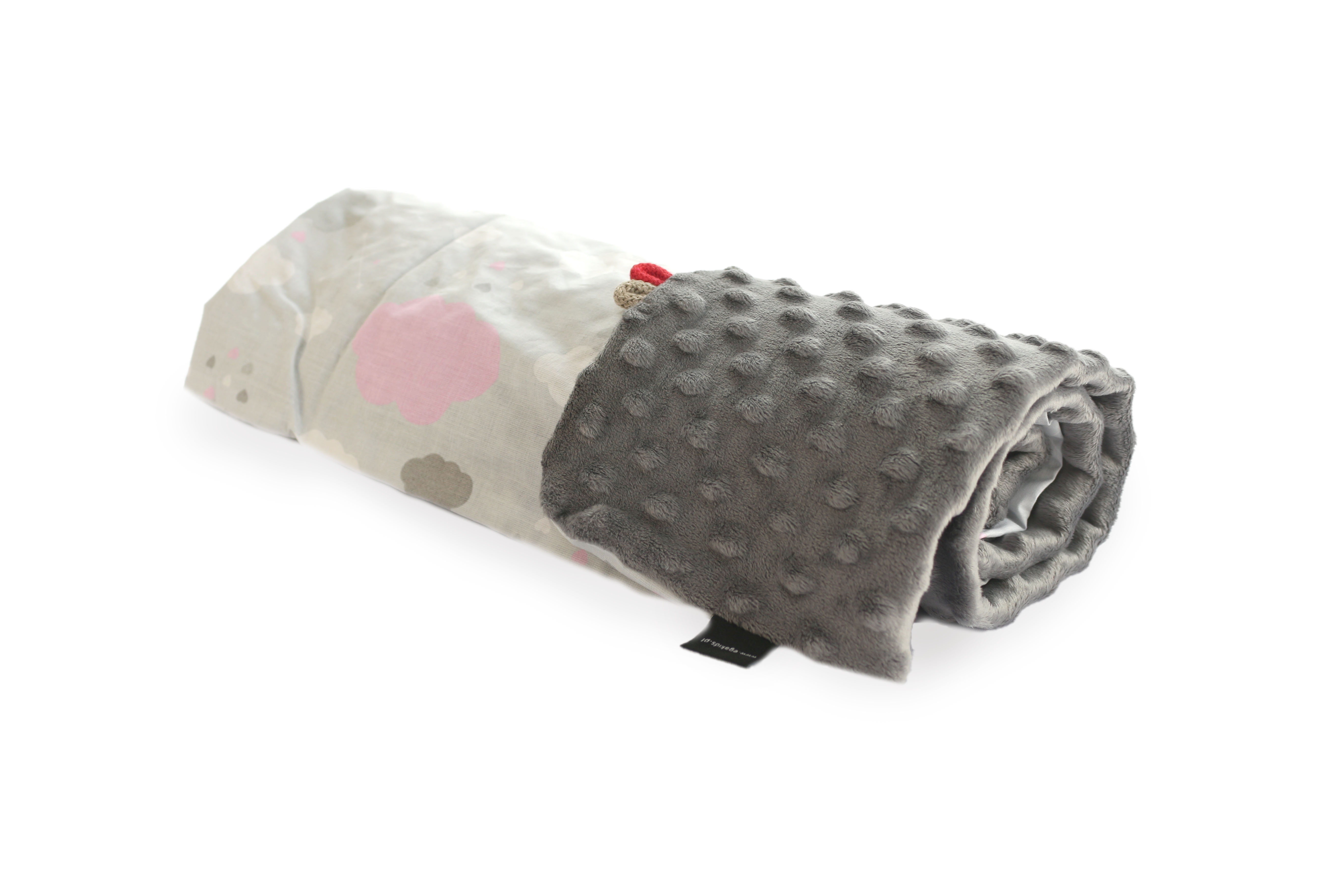 Ega Kids bavlněná deka šedá minky, růžové mráčky 80x90cm (1)