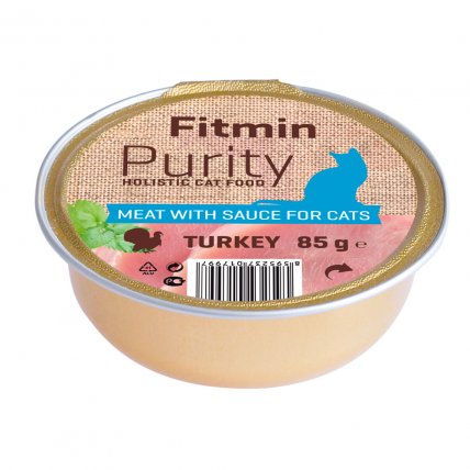 Prémiové vlhké krmivo pro kočky Fitmin Purity s krůtím masem. Balení 85 g.