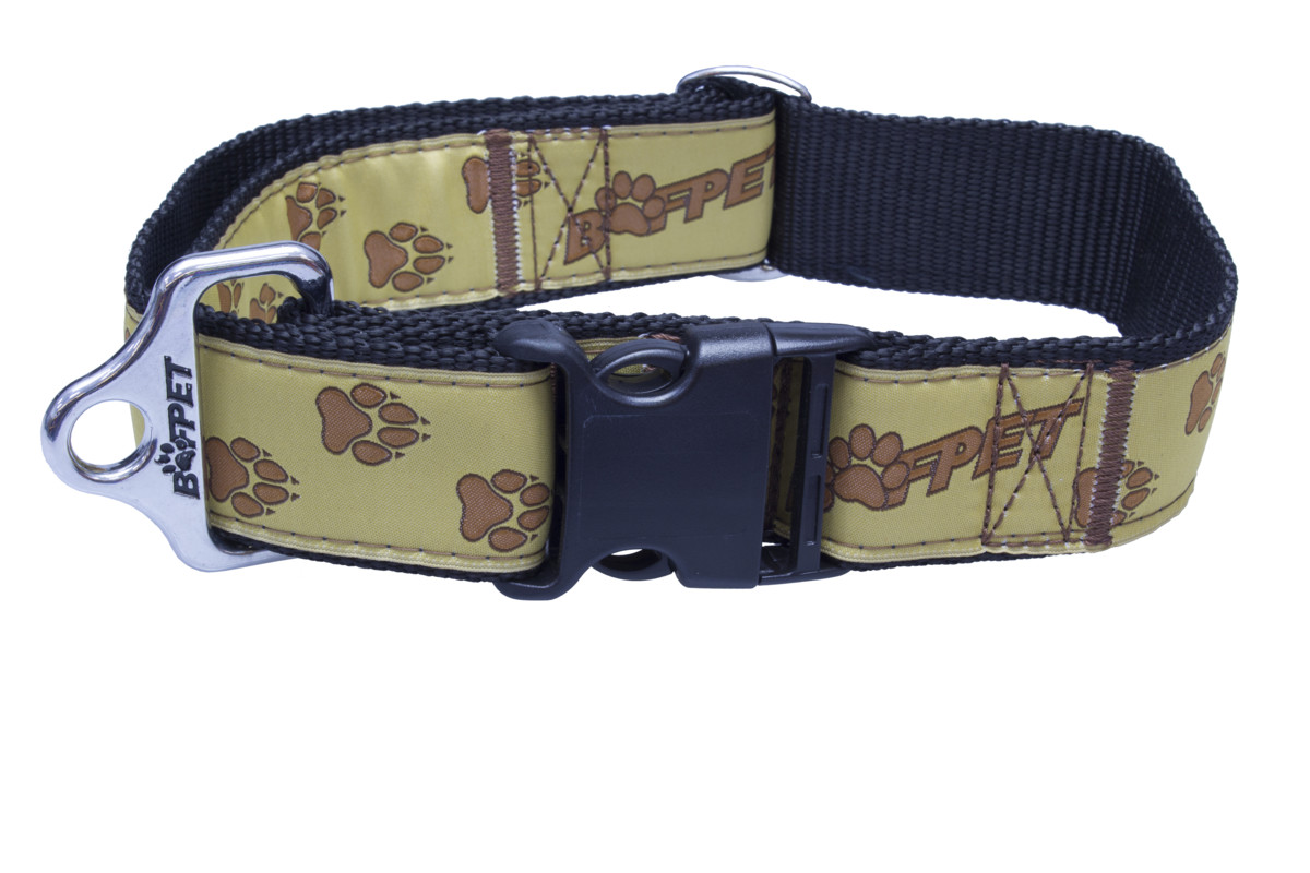 B&F Strap collar, paws BAF 4x43-74cm brown