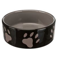 Trixie Ceramic bowl black with beige paws 0.3l / 12cm