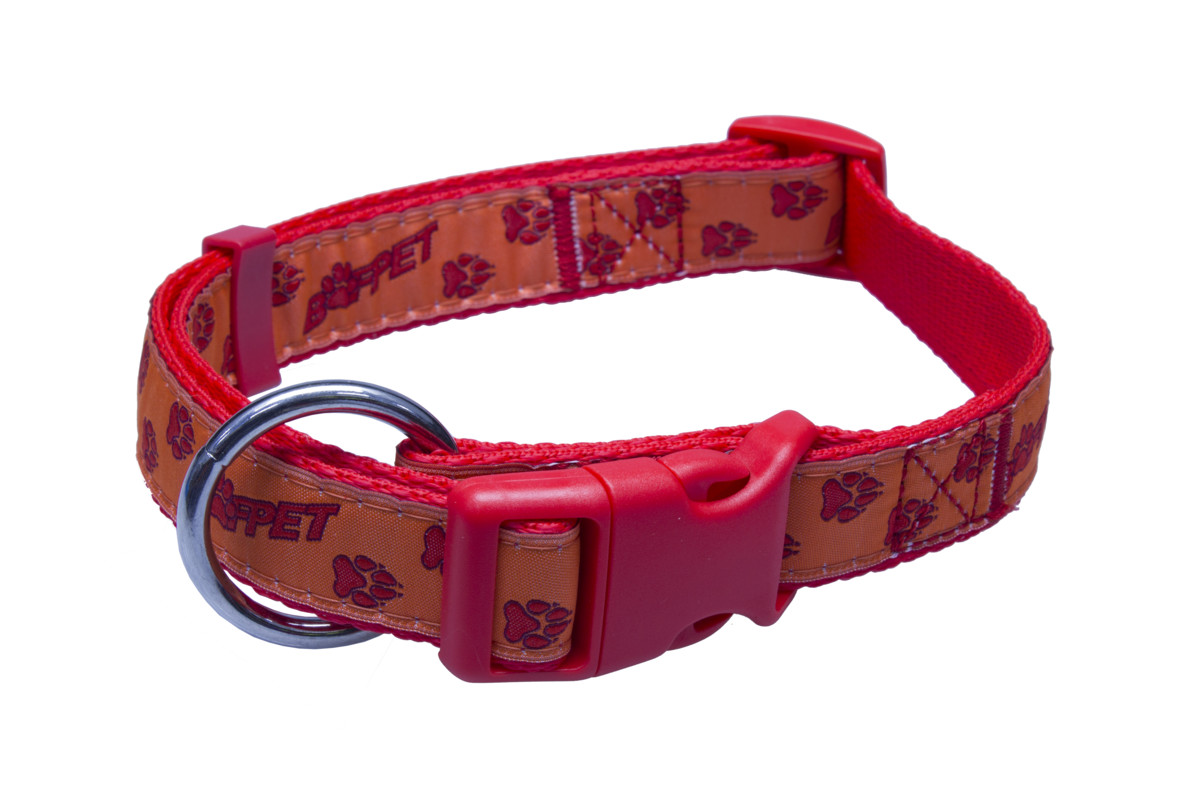 B&F Strap collar, paws BAF 2,5x40-66cm red